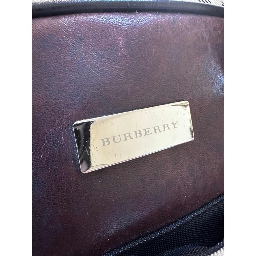 Burberry Brown Leather & Beige Plaid Satchel - Picture 3 of 13